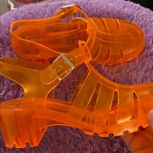 Orange jelly shoes size 8